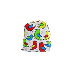 Colorful cute birds pattern Drawstring Pouches (XS) 