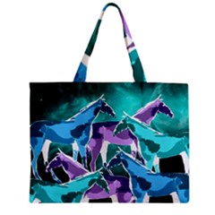  Horses Under A Galaxy Zipper Mini Tote Bag