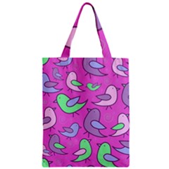 Pink Birds Pattern Zipper Classic Tote Bag by Valentinaart