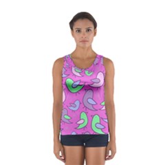 Pink Birds Pattern Women s Sport Tank Top  by Valentinaart