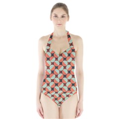 Modernist Geometric Tiles Halter Swimsuit by DanaeStudio