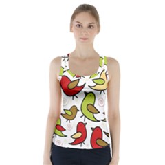 Decorative Birds Pattern Racer Back Sports Top by Valentinaart