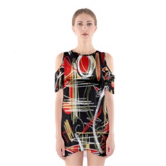 Artistic Abstract Pattern Cutout Shoulder Dress