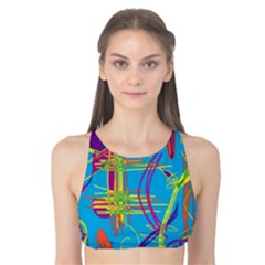 Colorful Abstract Pattern Tank Bikini Top by Valentinaart