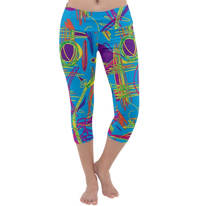 Colorful abstract pattern Capri Yoga Leggings