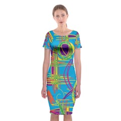 Colorful Abstract Pattern Classic Short Sleeve Midi Dress by Valentinaart