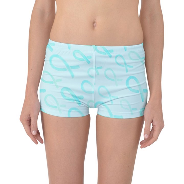 Turquoise Watercolor Awareness Ribbons Reversible Boyleg Bikini Bottoms