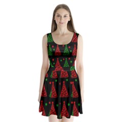 Decorative Christmas Trees Pattern Split Back Mini Dress  by Valentinaart