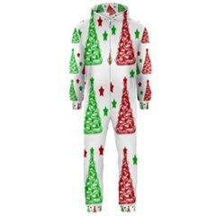 Decorative Christmas Trees Pattern - White Hooded Jumpsuit (men)  by Valentinaart