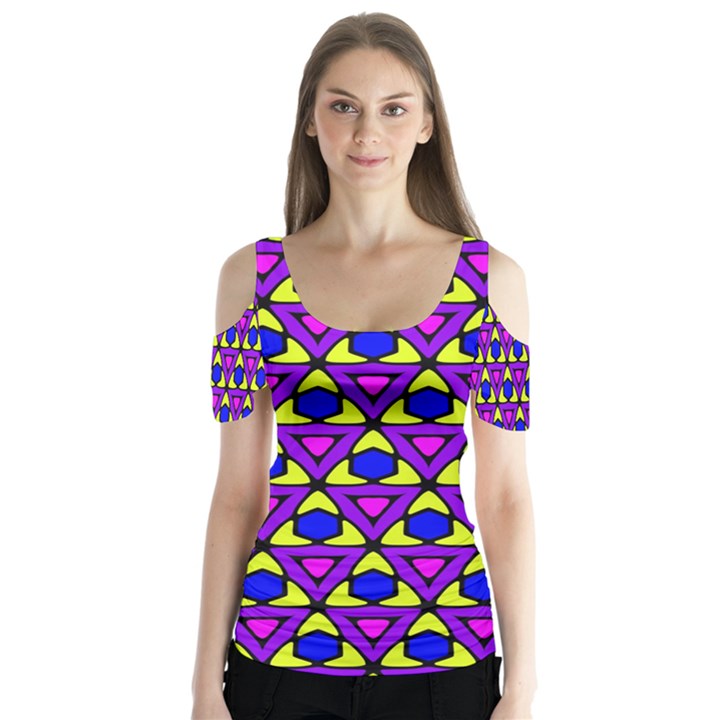 Triangles and honeycombs pattern                                    Butterfly Sleeve Cutout Tee