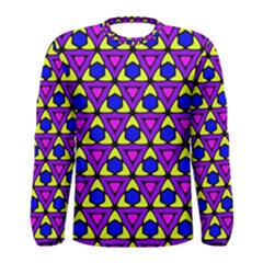 Triangles And Honeycombs Pattern                                                                                                   Men Long Sleeve T-shirt by LalyLauraFLM