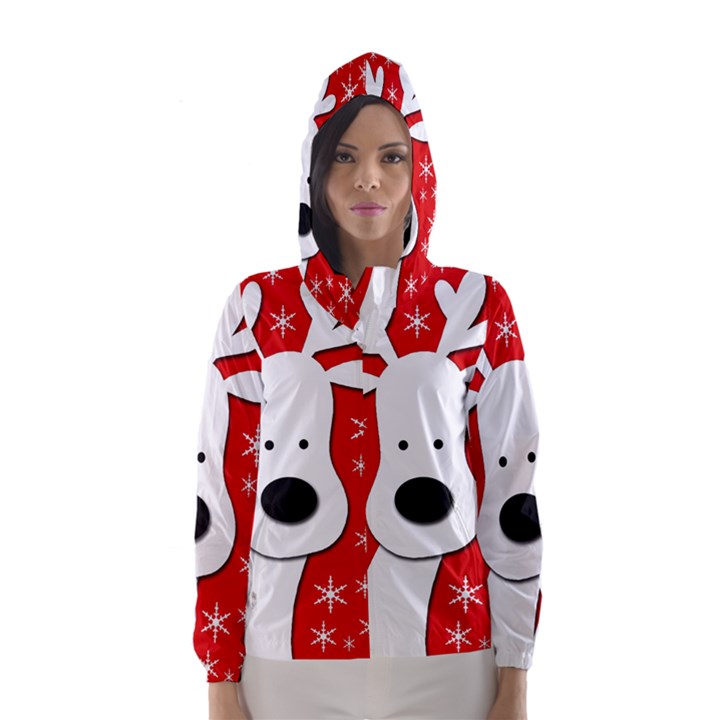 Christmas reindeer - red Hooded Wind Breaker (Women)