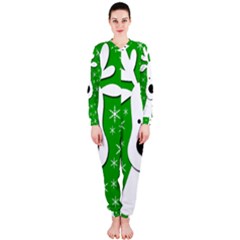 Christmas Reindeer - Green Onepiece Jumpsuit (ladies) 