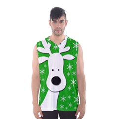 Christmas Reindeer - Green Men s Basketball Tank Top by Valentinaart