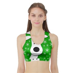 Christmas Reindeer - Green Sports Bra With Border by Valentinaart