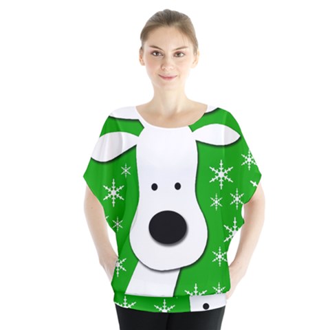 Christmas Reindeer - Green Blouse by Valentinaart