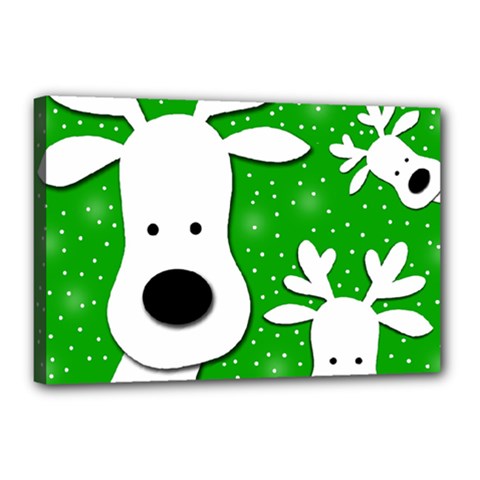 Christmas Reindeer - Green 2 Canvas 18  X 12  by Valentinaart