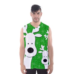 Christmas Reindeer - Green 2 Men s Basketball Tank Top by Valentinaart