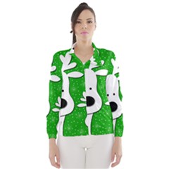 Christmas Reindeer - Green 2 Wind Breaker (women) by Valentinaart