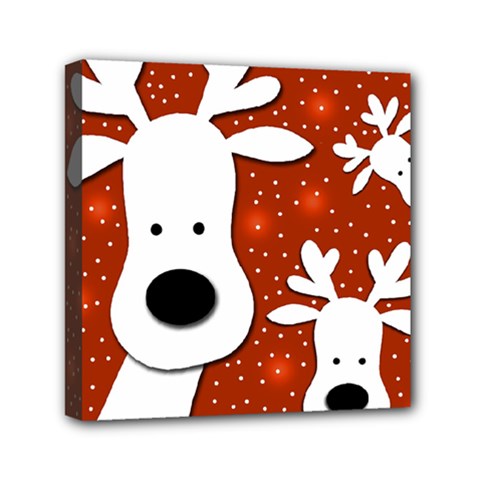 Christmas Reindeer - Red 2 Mini Canvas 6  X 6  by Valentinaart