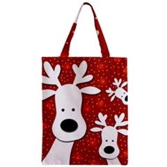 Christmas Reindeer - Red 2 Zipper Classic Tote Bag by Valentinaart