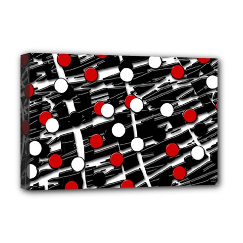 Red And White Dots Deluxe Canvas 18  X 12   by Valentinaart