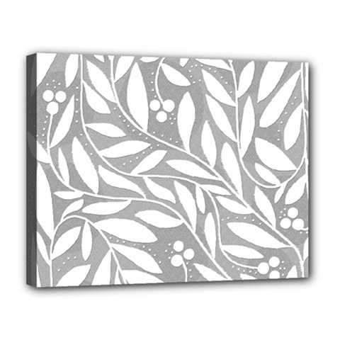 Gray And White Floral Pattern Canvas 14  X 11 