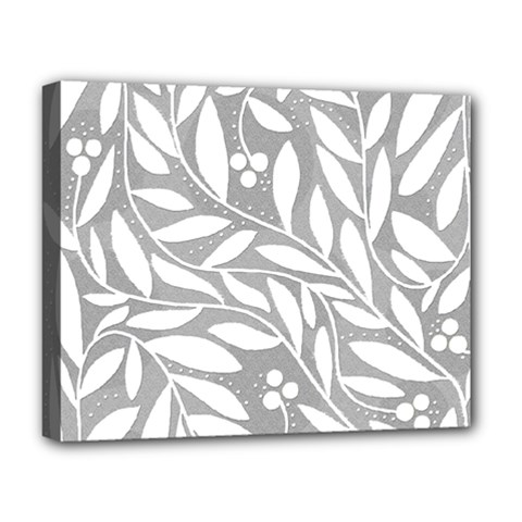 Gray And White Floral Pattern Deluxe Canvas 20  X 16   by Valentinaart