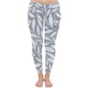 Gray and white floral pattern Winter Leggings  View1