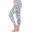 Gray and white floral pattern Winter Leggings  View2