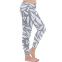 Gray and white floral pattern Winter Leggings  View3