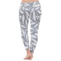 Gray and white floral pattern Winter Leggings  View4