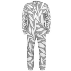 Gray And White Floral Pattern Onepiece Jumpsuit (men)  by Valentinaart