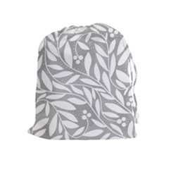 Gray And White Floral Pattern Drawstring Pouches (extra Large) by Valentinaart