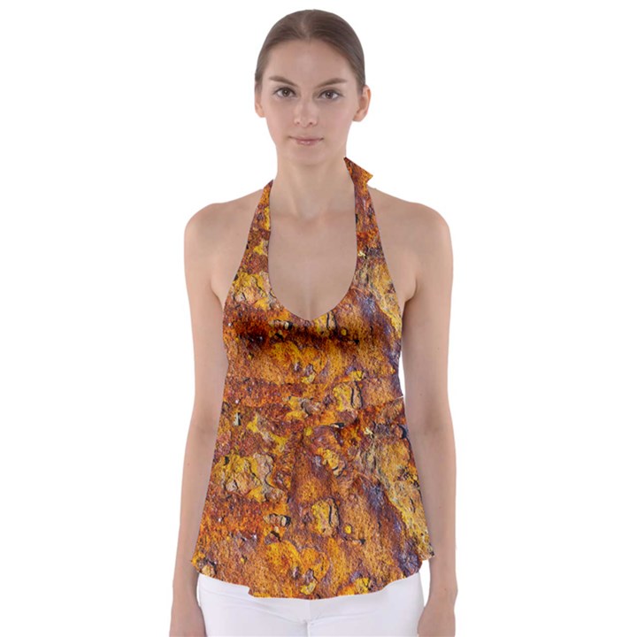 Rusted metal surface Babydoll Tankini Top