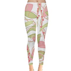 Pink And Ocher Ivy 2 Leggings  by Valentinaart