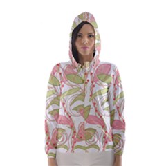 Pink And Ocher Ivy 2 Hooded Wind Breaker (women) by Valentinaart