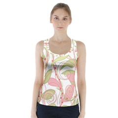 Pink And Ocher Ivy 2 Racer Back Sports Top by Valentinaart