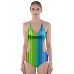 Colorful Lines Cut-out One Piece Swimsuit by Valentinaart