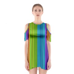 Colorful Lines Cutout Shoulder Dress by Valentinaart