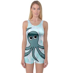 Octopus One Piece Boyleg Swimsuit by Valentinaart