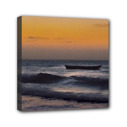 Small Boat At Sea Jericoacoara Brazil Mini Canvas 6  X 6  by dflcprints