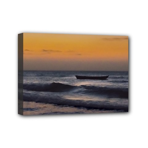 Small Boat At Sea Jericoacoara Brazil Mini Canvas 7  X 5  by dflcprints