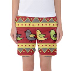 Brown Bird Pattern Women s Basketball Shorts by Valentinaart