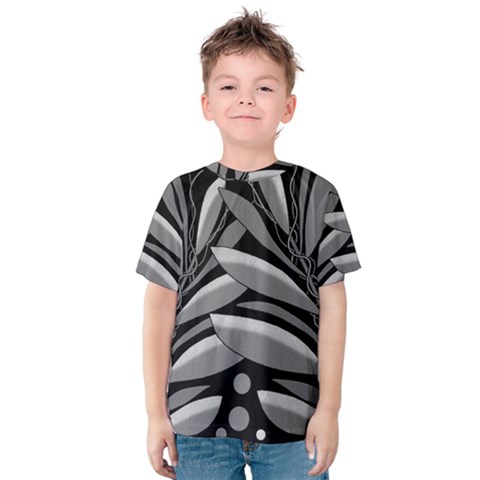 Gray Plant Design Kids  Cotton Tee by Valentinaart