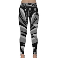 Gray Plant Design Yoga Leggings  by Valentinaart