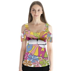 Makelovenotwar Butterfly Sleeve Cutout Tee 