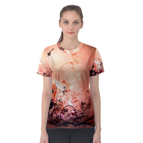 Wonderful Flowers In Soft Colors With Bubbles Women s Sport Mesh Tee by FantasyWorld7