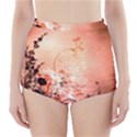 Wonderful Flowers In Soft Colors With Bubbles High-Waisted Bikini Bottoms View1