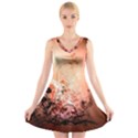 Wonderful Flowers In Soft Colors With Bubbles V-Neck Sleeveless Skater Dress View1